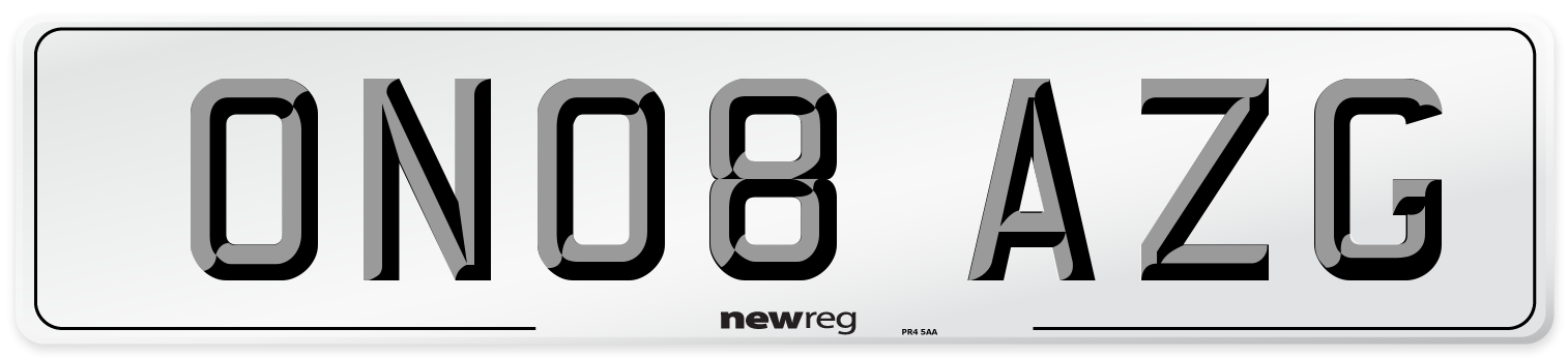 ON08 AZG Number Plate from New Reg